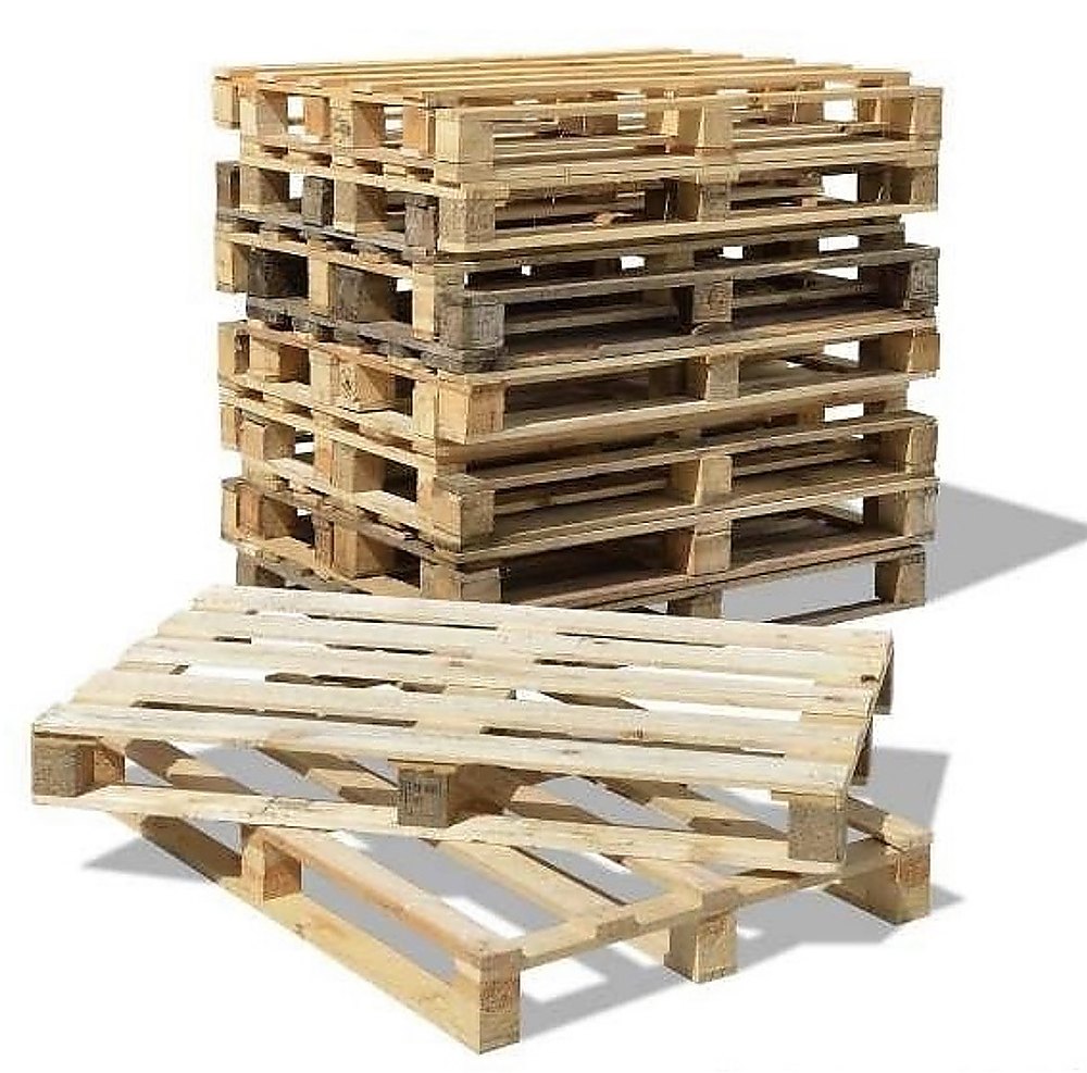 Stapel eenmalige 80×120 pallets met losse pallet